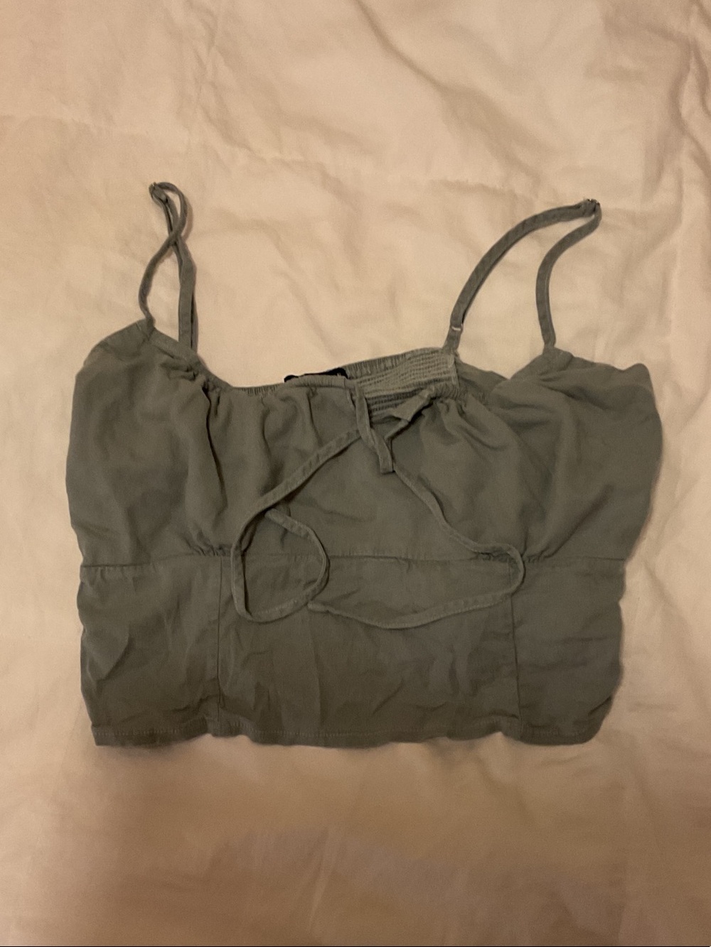Brandy Melville Sage Green Tie-Front Cropped Cami